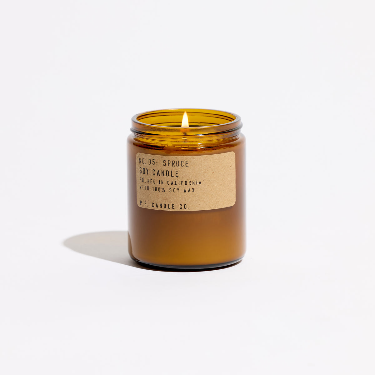 pf candle co no. 5 spruce standard soy candle front profile ecomm product shot